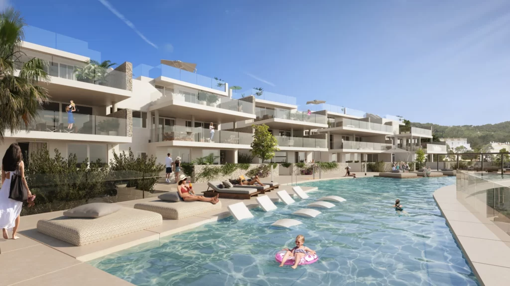 Communal pool of Arenal resort and residences in es mercadal, menorca